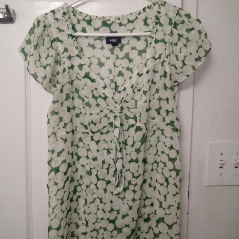 Sheer green & white top